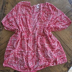 Victoria's Secret Red and White Geometric Blouse